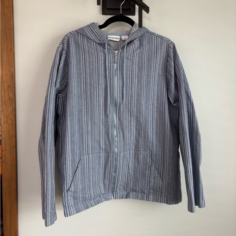 Breckenridge Women’s Vintage Blue and White Striped Hooded Jacket
